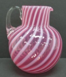 Cranberry swirl pitcher, 7 1/4