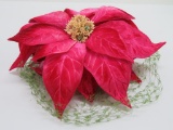 Lovely poinsettia Carson Pirie Scott & Co fascinator hat and wood stand