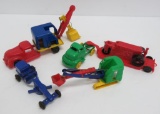 Bright multi colored plastic construction equipment toys, 4 1/2