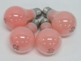 Four vintage pink light bulbs, 100 watt