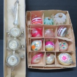 12 vintage glass ornaments and tree topper