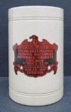 1911 American Exposition Brewing Machinery Chicago stoneware mug, 4 3/4
