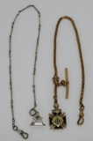 Two Masonic pocket watch chains, 14 1/2