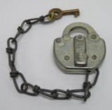 Adlake railroad lock with key, C & NW, 3 1/2