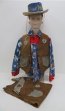 Child's manikin and adorable cowboy outfit with hat, vest and chaps
