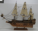 Wooden ornamental sailing ship, with cannon ports, 36