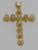 14 kt gold and diamond cross pendant, 1