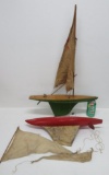 Two wooden toy boats, 20