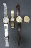 Three vintage mens wrist watches, Accutron, Wyler, Mido and ladies Seiko