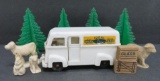 Ideal Dairy Farm delivery truck, farm animals and plastic trees
