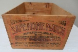 Wooden Safe Home Match crate, 14 1/2