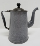 Goose neck coffee pot, grey enamel, 9