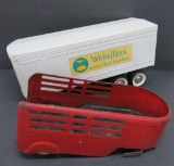 Two metal toy truck trailers, Wurlitzer and Wyndotte Express