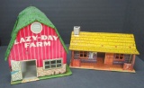 Marx Tin toys, Lazy Day Farm and Bar M Ranch Cabin