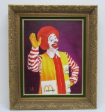 Fantastic oil painting on canvas of Ronald McDonald by Lolly, framed 22 1/2
