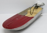 Silver Skipper metal toy boat with motor, 14 1/2