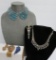 Gorgeous rhinestone jewelry lot, collar, necklace and pins