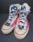 Vintage Chuck Taylor Converse All Star high top tennis shoes, Red White and Blue