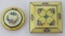 Two lovely vintage Guilloche compacts, yellow floral, 1 1/2