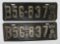 Matching pair of 1924 Wisconsin license plates, black and white, 14