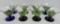 Set of 8 art glass sherbet stems, Millefiori design with cobalt stem, 3 1/4