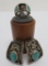 Silver Inlay turquoise watch band, two piece and buffalo head and turquoise ring, size 8 1/4