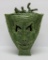 Medusa style pottery face jug , 12 1/2