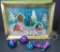 Great light up MCM period light up Christmas wall decoration with box and four glass ornaments