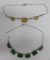 Two vintage dainty necklaces, Citrine colored glass and Chrysoprase