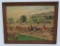 Sulky horse racing print on board, Golinkin The Hambletonian, framed 27