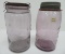 Two Sun lavendar canning jars, Economy and Mason, quarts