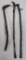 Three folk art wood canes, 32