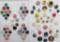 76 vintage buttons, glass, plastic, horn, wood, composition
