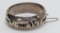 Sterling Mexico character hinged cuff bracelet, 2 1/2
