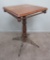 Oak side table with metal legs, 17 1/2