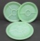 3 Fire King Jadeite restaurant plates, five compartment divided 9 1/2