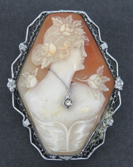 2 1/4" sterling and shell carved cameo