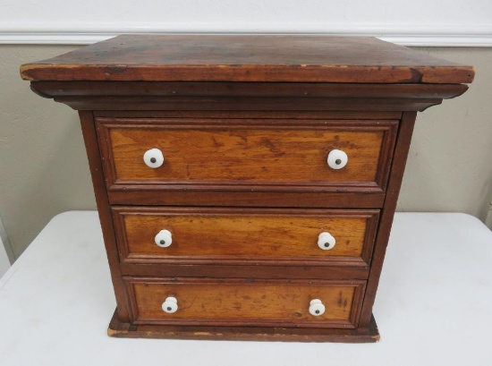 Three drawer chest, 19 1/4" tall