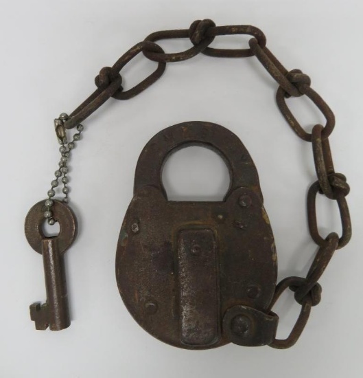 Miller Railroad lock with key, C M & St P RR, 4"