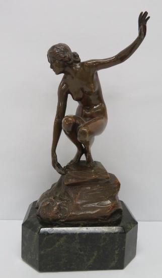 V Siefert bronze female nude, 9 1/2" tall