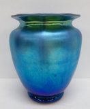 Beautiful Steuben blue aurene vase, 5