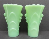Pair of Fire King Art Deco jadeite vases, 5 1/2