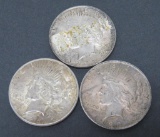 Three Peace Silver Dollars, 1922-1923-1926