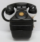 Vintage black bakelite style extension phone with crank ringer