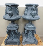 Two matching Metal Garden planters with Spanish Conquistadors, 43
