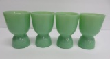 Four Jadeite Fire King egg cups, 4 1/4