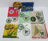 1960's Boy Scout neck bandanas and patches, 8 bandanas and 11 patches