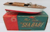 1950's Fleet Line Sea Babe wooden deck battery operated boat, #200, WORKING
