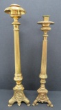 Brass religious candlesticks, 18 1/2