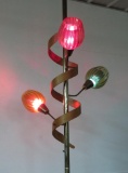 Fantastic MCM tension pole lamp, tri color shades and teak swirl, WOW